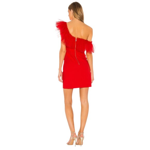 NWT BCBG MaxAzria One Shoulder Mini Dress Red Women's Size 6 - Picture 3 of 9